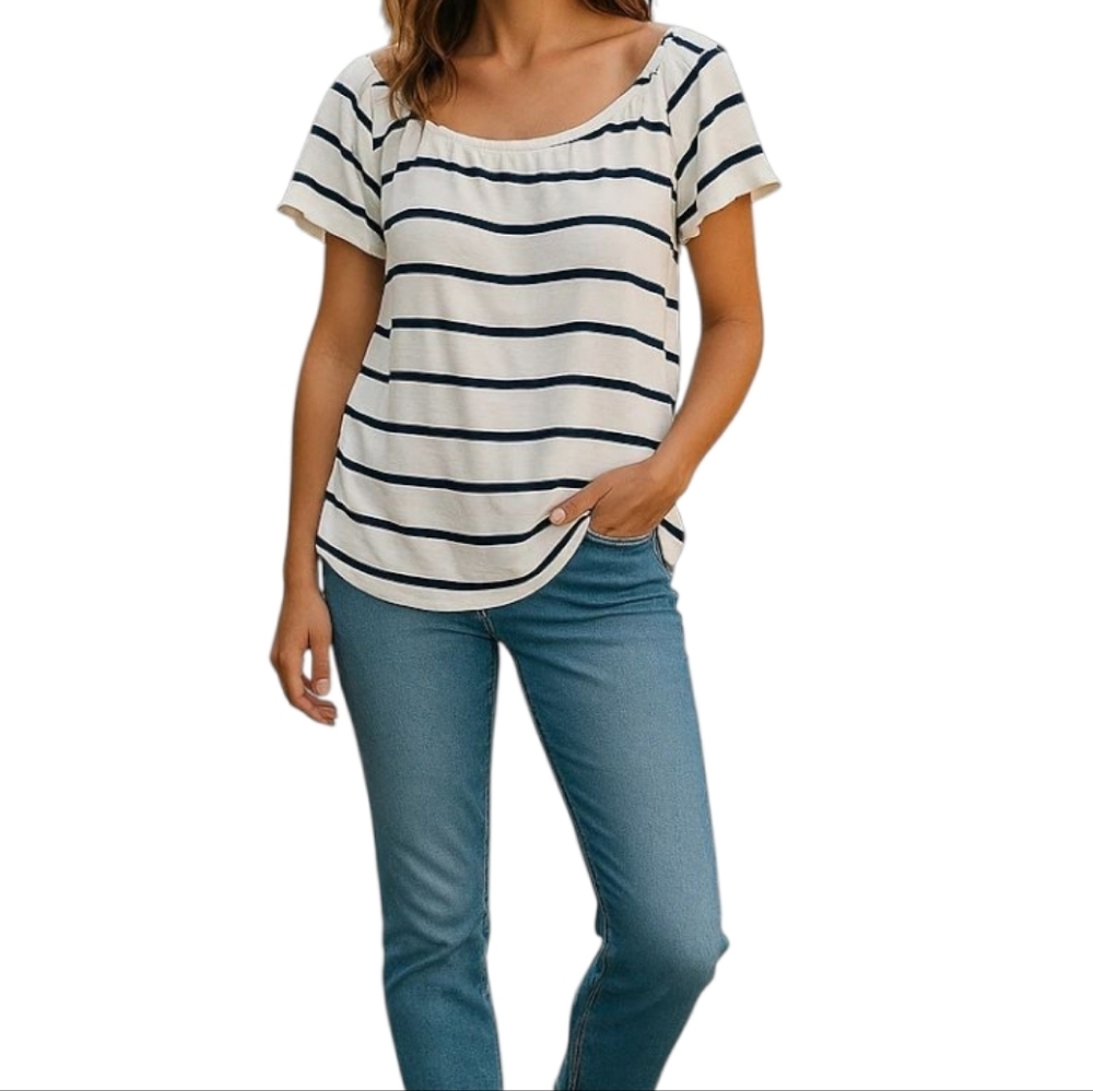 NWT Chaser Relaxed Black and White Cuffed Sleeve Blouse, SIZE Medium